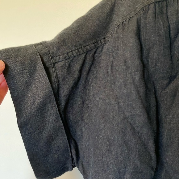 J. Crew Relaxed Baird McNutt Fresh Linen Black Short Sleeve Shirt - Picture 5 of 6